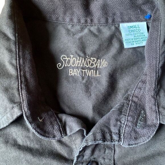 St Johns Bay Size Small Mens Button Up Shirt Long Sleeve Cotton Twill - Picture 2 of 5